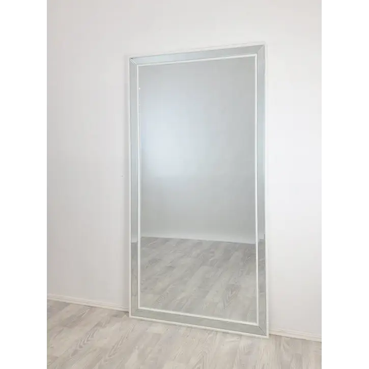 White Beaded Framed Mirror - X Large 190cm x 100cm - Home & Garden > Decor