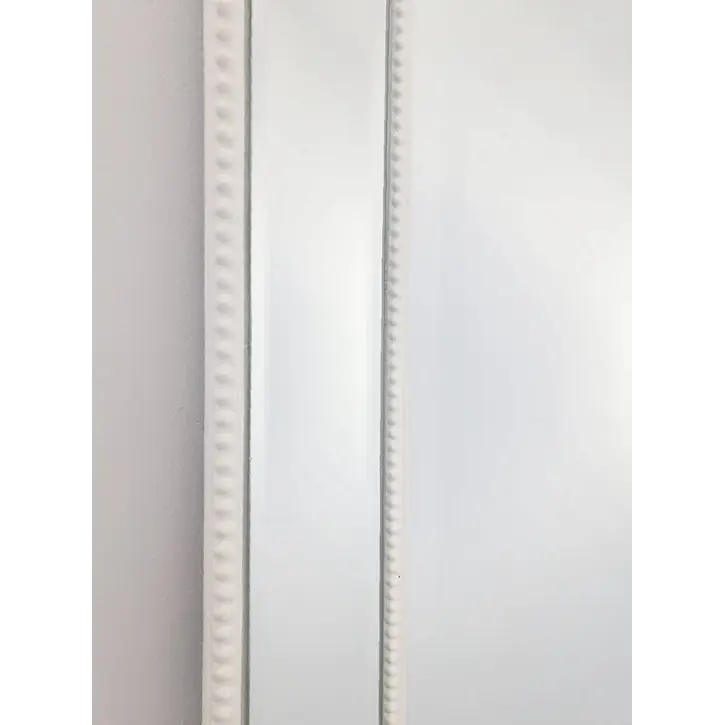 White Beaded Framed Mirror - X Large 190cm x 100cm - Home & Garden > Decor
