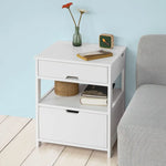 White Bedside Table with 2 Drawers - Furniture > Bedroom > Bedside Tables