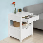 White Bedside Table with 2 Drawers - Furniture > Bedroom > Bedside Tables