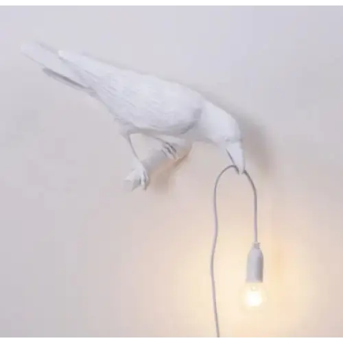 White Bird Left Wall Lamp Nordic Resin Bird Wall Lamp - Creative Animal Bedside Decorative USB Night Light Stylish Bird
