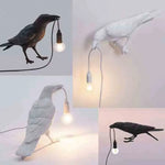White Bird Sitting Shape Nordic Resin Bird Wall Lamp - Creative Animal Bedside Decorative USB Night Light Stylish Bird