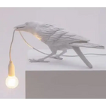 White Bird Sitting Shape Nordic Resin Bird Wall Lamp - Creative Animal Bedside Decorative USB Night Light Stylish Bird