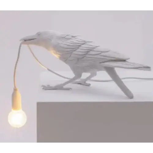 White Bird Sitting Shape Nordic Resin Bird Wall Lamp - Creative Animal Bedside Decorative USB Night Light Stylish Bird
