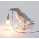 White Bird Standing Shape Nordic Resin Bird Wall Lamp - Creative Animal Bedside Decorative USB Night Light Stylish Bird