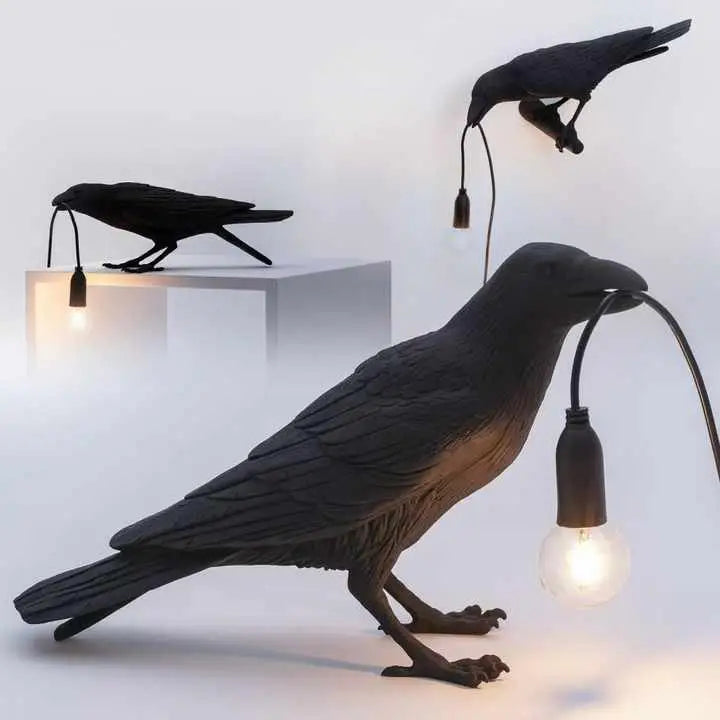 White Bird Standing Shape Nordic Resin Bird Wall Lamp - Creative Animal Bedside Decorative USB Night Light Stylish Bird