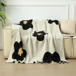 White-black Knitted Sofa Blanket with Plush Side 130 x 160 cm 950g Ideal for Napping and Office Use - Home & Garden >