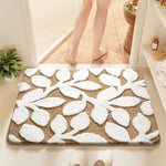 White-brown Bath Mat - Super Absorbent Non-Slip Bathroom Floor Mat - 40x60cm - Home & Garden > Bathroom Accessories >