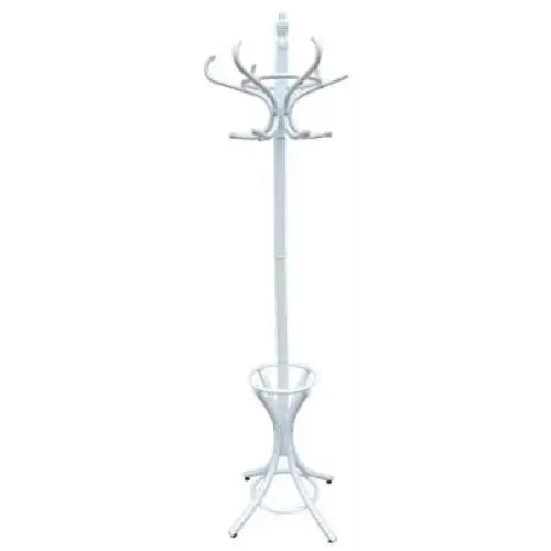 White Coat Rack with Stand Wooden Hat and 12 Hooks Hanger Walnut tree - Furniture > Living Room