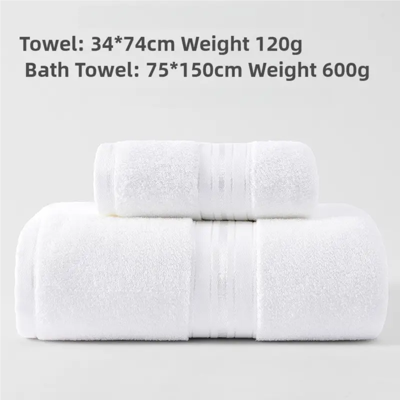 White Cotton Towel Set(Towel + Bath Towel) - Quick Dry Extra Thick & Absorbent Perfect for Bath & Beach - Home & Garden