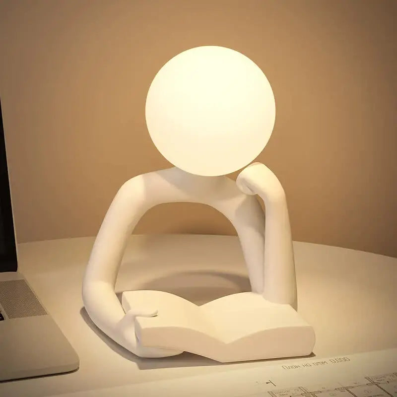White Creative Book Reader Desk Lamp - USB Powered Modern Resin Design - Home & Garden > Lighting > Table Lamps