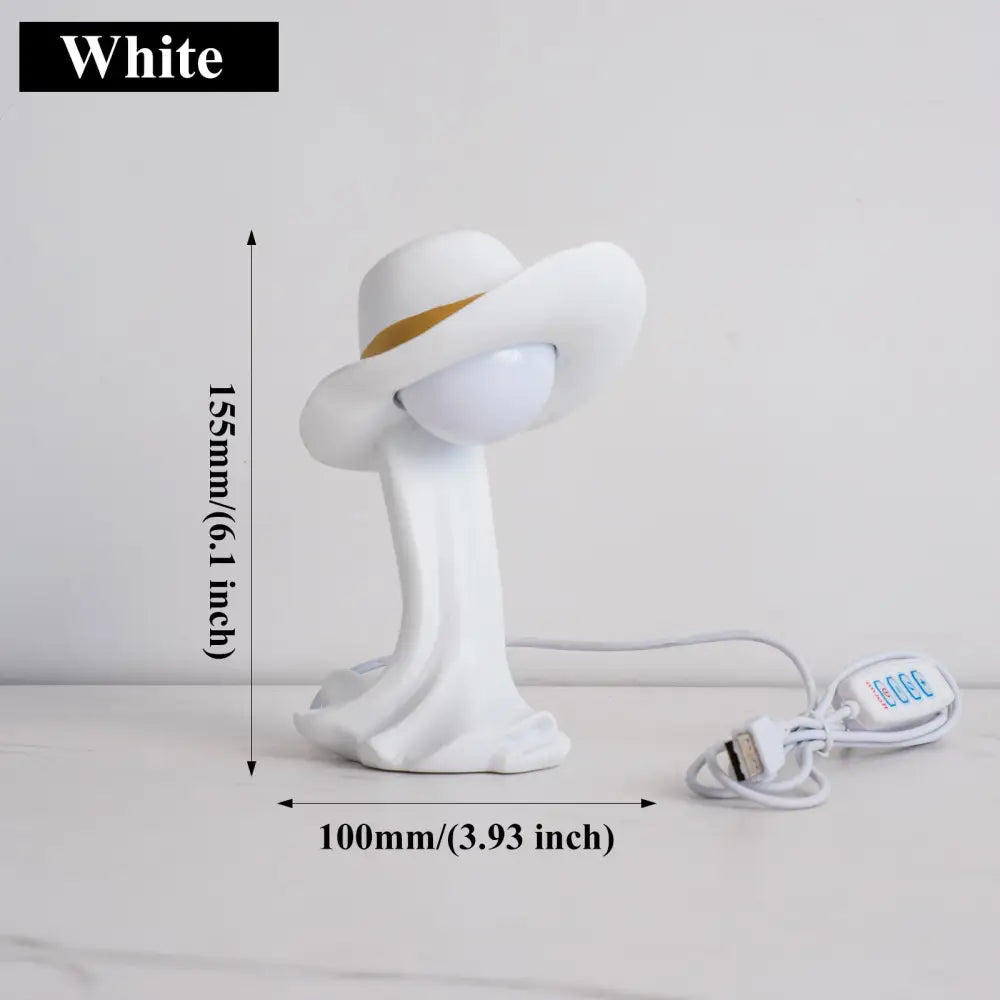 White Creative Cowboy Hat USB Table Lamp for Home and Office Decor - Home & Garden > Lighting > Table Lamps