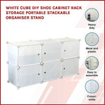 White Cube DIY Shoe Cabinet Rack Storage Portable Stackable Organiser Stand - Furniture > Office