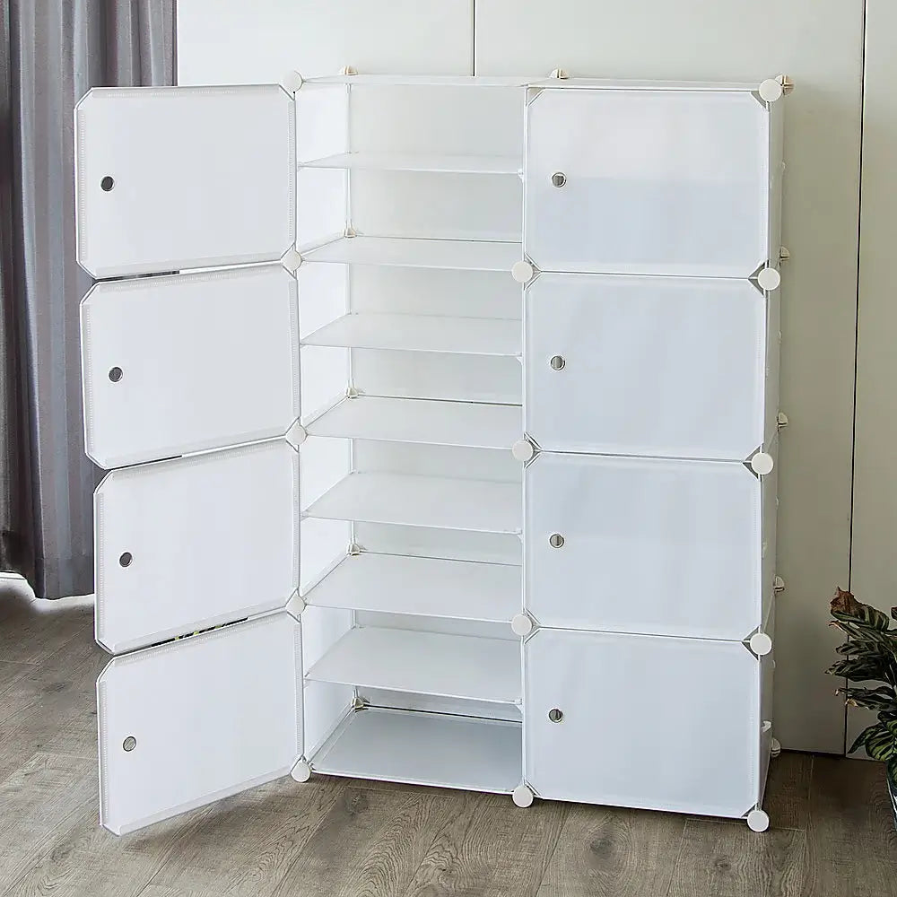 White Cube DIY Shoe Cabinet Rack Storage Portable Stackable Organiser Stand - Furniture > Office