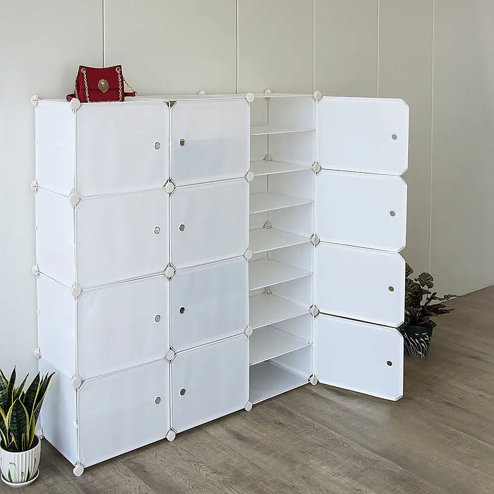 White Cube DIY Shoe Cabinet Rack Storage Portable Stackable Organiser Stand - Furniture > Office
