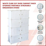 White Cube DIY Shoe Cabinet Rack Storage Portable Stackable Organiser Stand - Furniture > Office