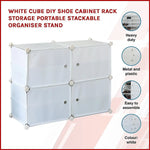 White Cube DIY Shoe Cabinet Rack Storage Portable Stackable Organiser Stand - Furniture > Office
