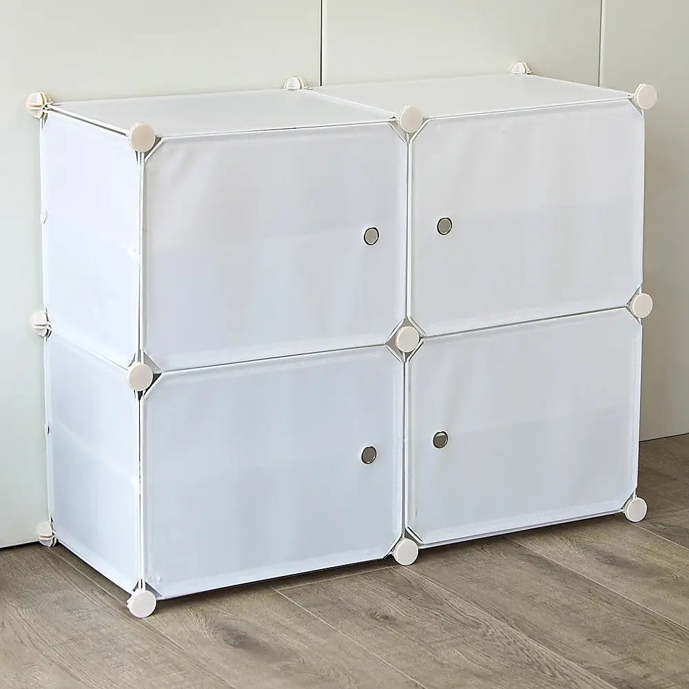 White Cube DIY Shoe Cabinet Rack Storage Portable Stackable Organiser Stand - Furniture > Office
