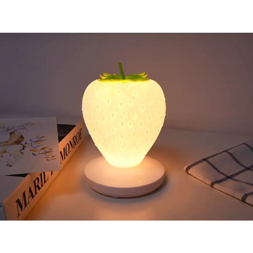 White Cute Silicone Strawberry Night Light - USB Rechargeable Touch Control - Home & Garden > Lighting > Night Lights &