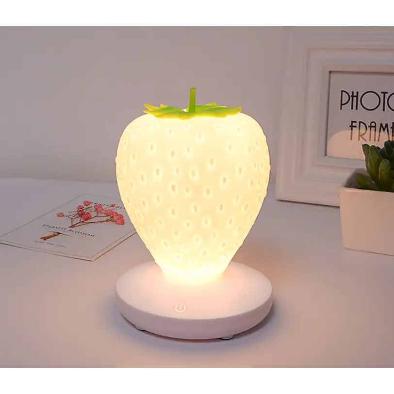 White Cute Silicone Strawberry Night Light - USB Rechargeable Touch Control - Home & Garden > Lighting > Night Lights &