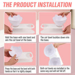 White Double Cat Bowl Pet Bowls Stand Dog Elevated Feeder Food Water Raised Lifted - Pet Care > Dog Supplies > Dog