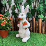 White Easter Rabbit with Carrot Resin Decoration - Adorable 15cm Festive Gift for Kids’ Rooms - Home & Garden > Decor >