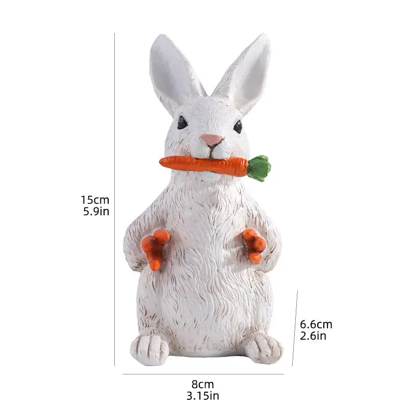 White Easter Rabbit with Carrot Resin Decoration - Adorable 15cm Festive Gift for Kids’ Rooms - Home & Garden > Decor >