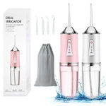 White Electric Portable Water Flosser - Smart 4-Head Oral Irrigation Teeth Cleaner Pulse Cleaning for Home Use - Home &