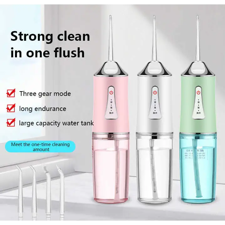 White Electric Portable Water Flosser - Smart 4-Head Oral Irrigation Teeth Cleaner Pulse Cleaning for Home Use - Home &