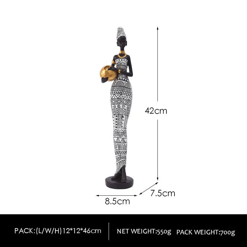 White Exotic African Woman Figurine - Elegant Resin Sculptures for Home Decor - Home & Garden > Decor > Vases & Table