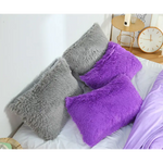 White Faux Fur Pillowcase Set - Crystal Velvet Plush Throw Pillow Covers Bedding Accent (50x70cm Pair) - Home & Garden