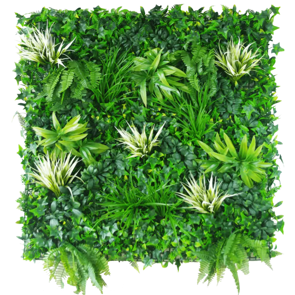 White Grassy Greenery Vertical Garden / Green Wall UV Resistant 100cm x 100cm - Home & Garden > Artificial Plants
