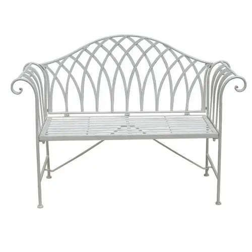 White Lavinia Iron Outdoor Bench - Furniture > Outdoor