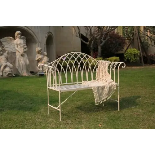 White Lavinia Iron Outdoor Bench - Furniture > Outdoor