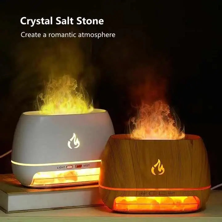 White LED Flame Aromatherapy Diffuser with Humidifier - Ambient Light Essential Oil Diffuser - Appliances > Aroma