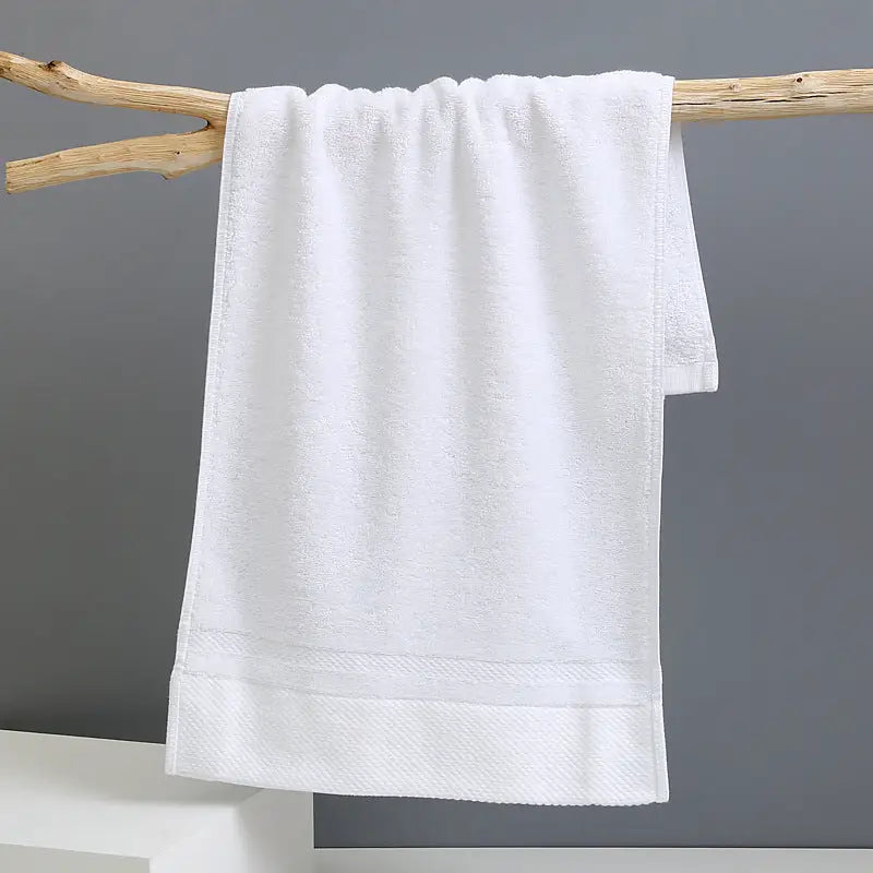 White Luxury 100% Cotton Face Towel Set - 3-Piece Thick & Absorbent Towels - Home & Garden > Bathroom Accessories >