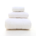 White Luxury 100% Cotton Towel Set – 3-Piece Combed Cotton Bath Towel Set - Home & Garden > Bathroom Accessories > Bath