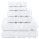 White Luxury 6-Piece Combed Cotton Towel Bale Set - Ultra Soft & Absorbent Bath Hand Face Towels - Home & Garden >
