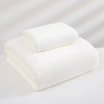 White Luxury White Bath Towel and Hand Towel Set - Ultra Soft and Absorbent - Home & Garden > Bathroom Accessories >
