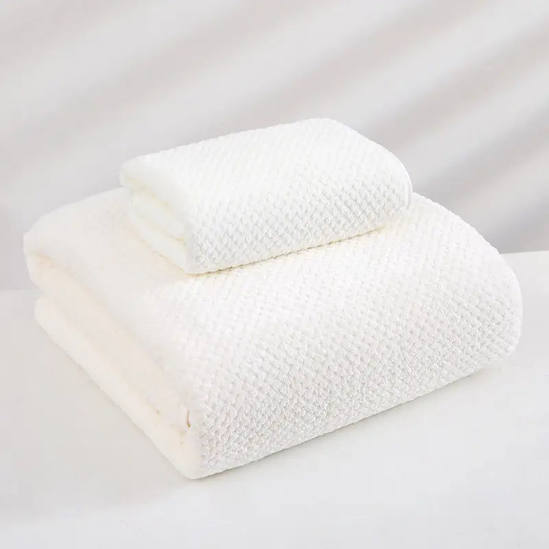 White Luxury White Bath Towel and Hand Towel Set - Ultra Soft and Absorbent - Home & Garden > Bathroom Accessories >