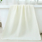 White Luxury Cotton Waffle Bath Towel Soft Quick-Drying Water Absorbent Unisex for Home Use - Home & Garden > Bathroom