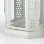 White Metal Miners Lantern Summer Wedding Home Party Room Balconey Deck Decoration 21cm Tealight Candle - Home & Garden