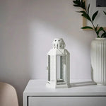 White Metal Miners Lantern Summer Wedding Home Party Room Balconey Deck Decoration 21cm Tealight Candle - Home & Garden