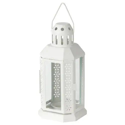 White Metal Miners Lantern Summer Wedding Home Party Room Balconey Deck Decoration 21cm Tealight Candle - Home & Garden