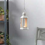 White Metal Miners Lantern Summer Wedding Home Party Room Balconey Deck Decoration 21cm Tealight Candle - Home & Garden