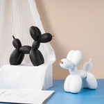 White Modern Resin Balloon Dog Sculpture - Playful Art Figurine with Golden Snout Accent - Home & Garden > Decor >