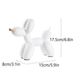 White Modern Resin Balloon Dog Sculpture - Playful Art Figurine with Golden Snout Accent - Home & Garden > Decor >