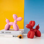 White Modern Resin Balloon Dog Sculpture - Playful Art Figurine with Golden Snout Accent - Home & Garden > Decor >
