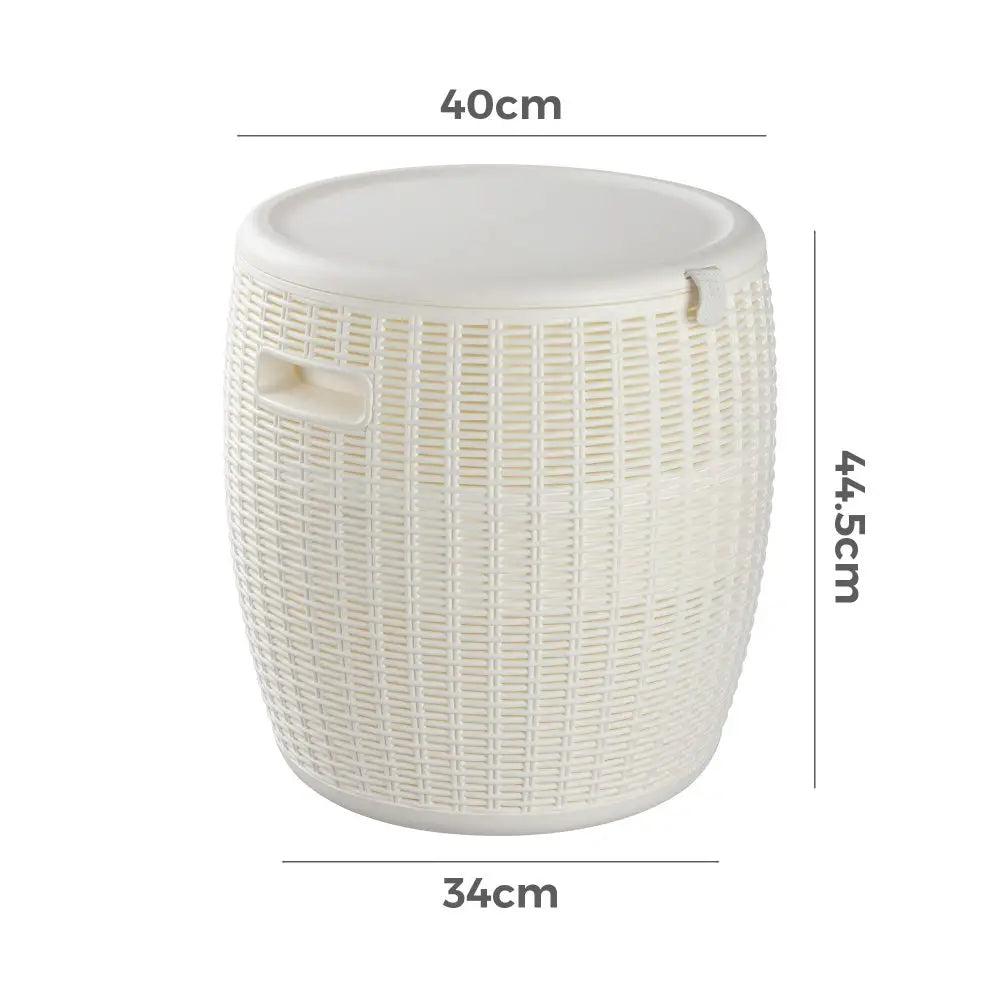 White Outdoor Bar Stool with Storage - Furniture > Outdoor