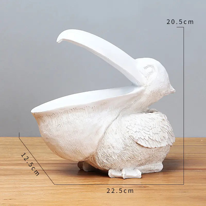White Pelican Resin Decor Bowl - Unique Key Candy and Storage Organizer for Home Decoration - Home & Garden > Decor >